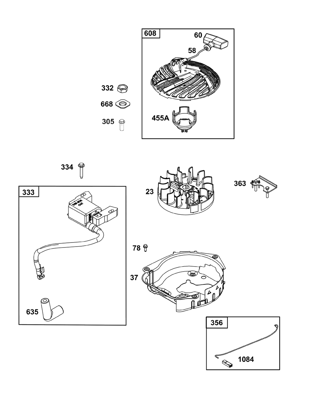 Flywheel, Ignition, And Starter Group Diagram and Parts List for 093J02-0020-H5 020000 - 09Z999 Briggs and Stratton Engine